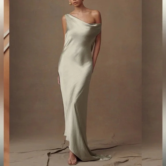 NWT - Meshki Sage green maxi dress with asymmetrical hem - Picture 3 of 6